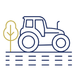 Un ícono de tractor que representa propiedades agrícolas y fincas en Panamá.