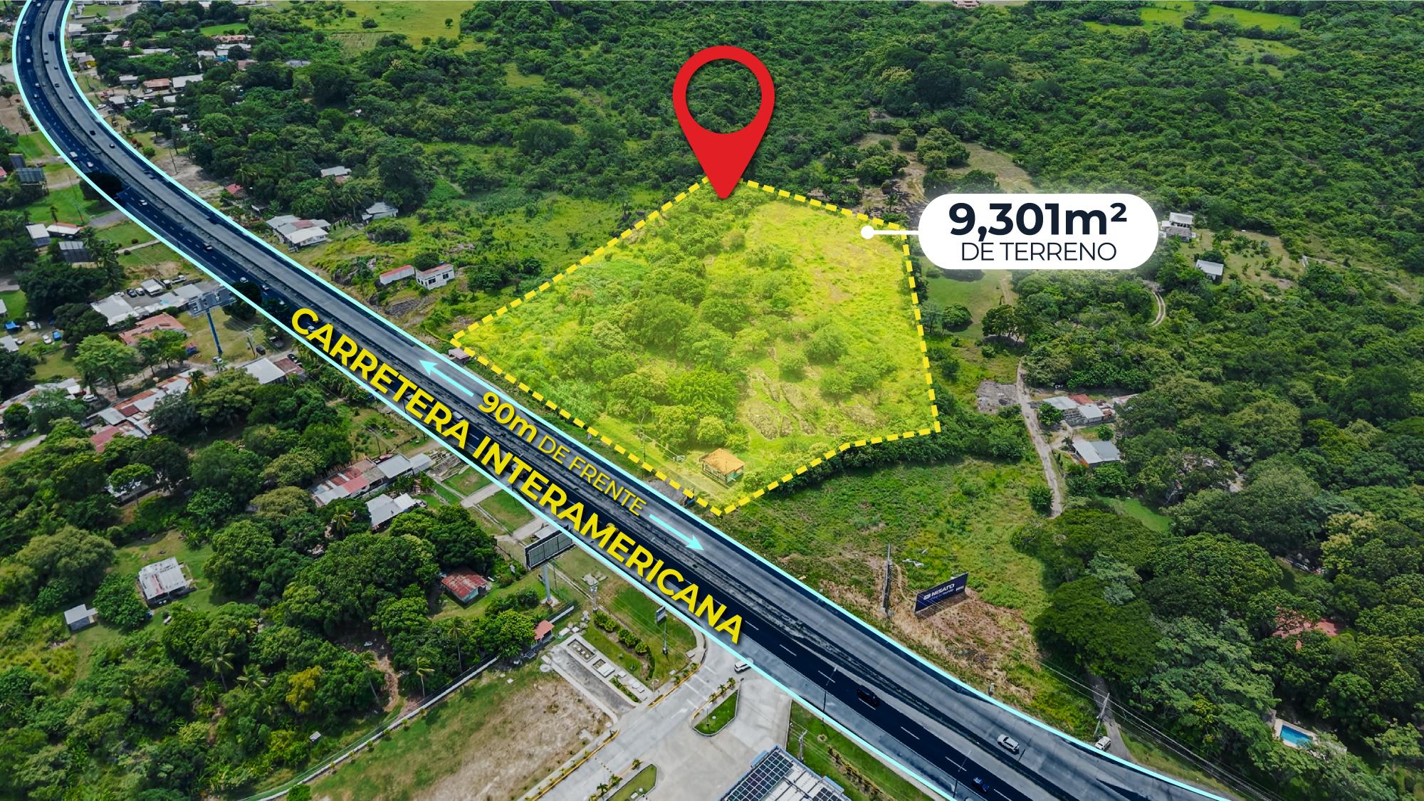 Venta de terreno comercial sobre la Interamericana en Coronado