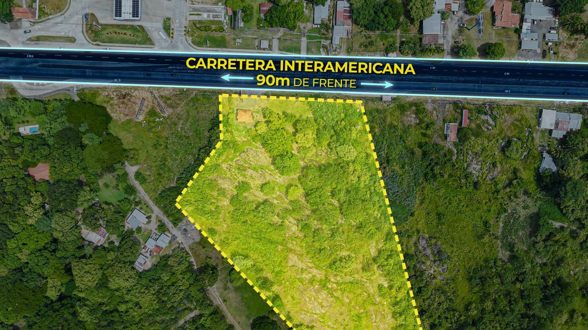 Venta de terreno comercial sobre la Interamericana en Coronado