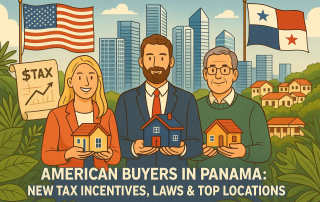 American expats consulting with a real estate agency about moving to Panama.