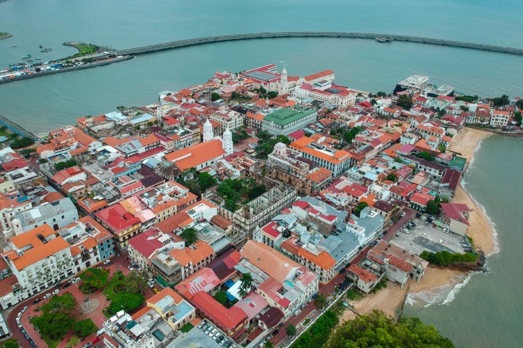 A plane view of the historic district of Casco Viejo.