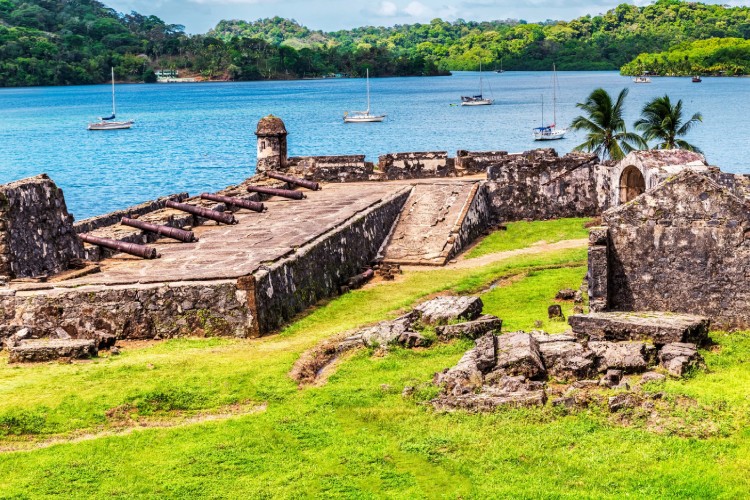 A coastal fort installation from 100s of years ago located near Colon.