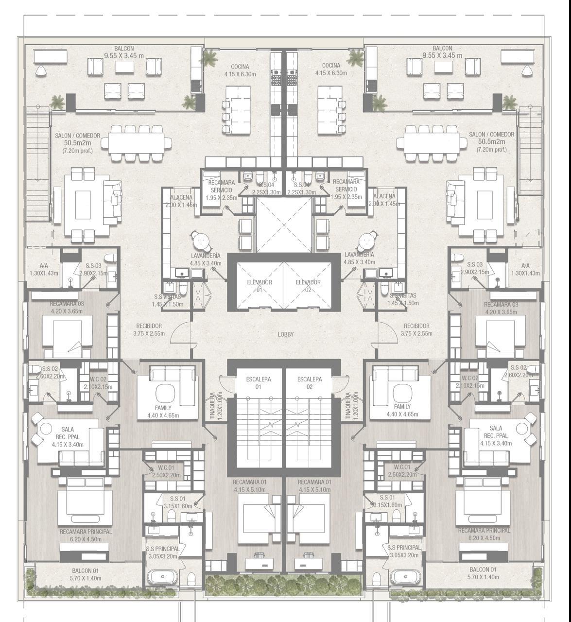 655 m² Duplex, private terrace, Santa María