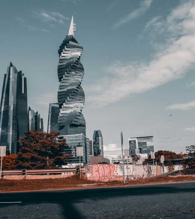 Panama Real Estate Services The F&F Tower, also called the Tornillo, located on Calle 50 in Panama City, Panama.