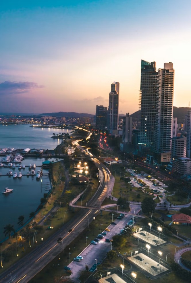 Real Estate Investors Downtown Panama City skyline.
